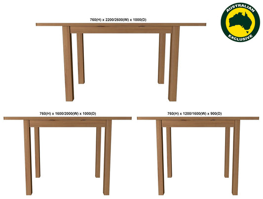 Eminence (AUSSIE MADE) Extension Oak Dining Table Collection - Assorted Stained Colours