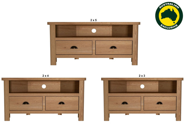 EMINENCE (AUSSIE MADE) OAK CORNER TV ENTERTAINMENT UNIT COLLECTION - TASSIE OAK COMBINATION - ASSORTED STAINED COLOURS - STARTING FROM $899