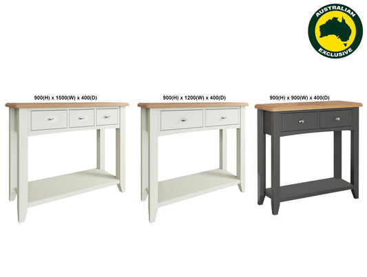 Emmett (AUSSIE MADE) Console Table With Magazine Rack Collection - Assorted Painted / Stained Colours