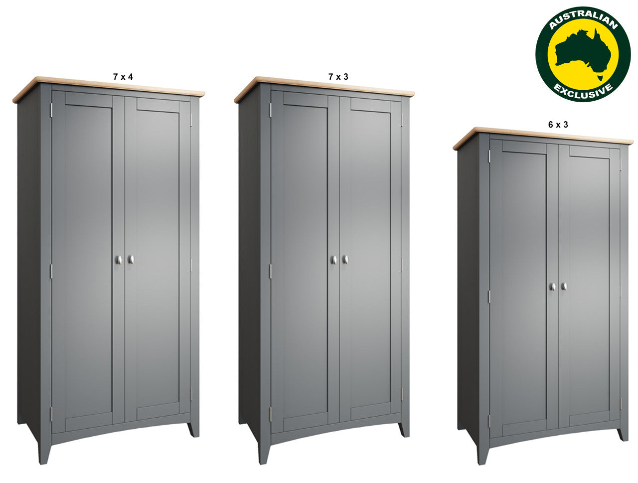 EMMETT (AUSSIE MADE) FULL HANGING WARDROBE COLLECTION - ASSORTED PAINTED / STAINED COLOURS - STARTING FROM $1199