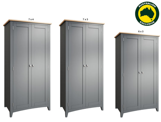 EMMETT (AUSSIE MADE) FULL HANGING WARDROBE COLLECTION - ASSORTED PAINTED / STAINED COLOURS - STARTING FROM $1199