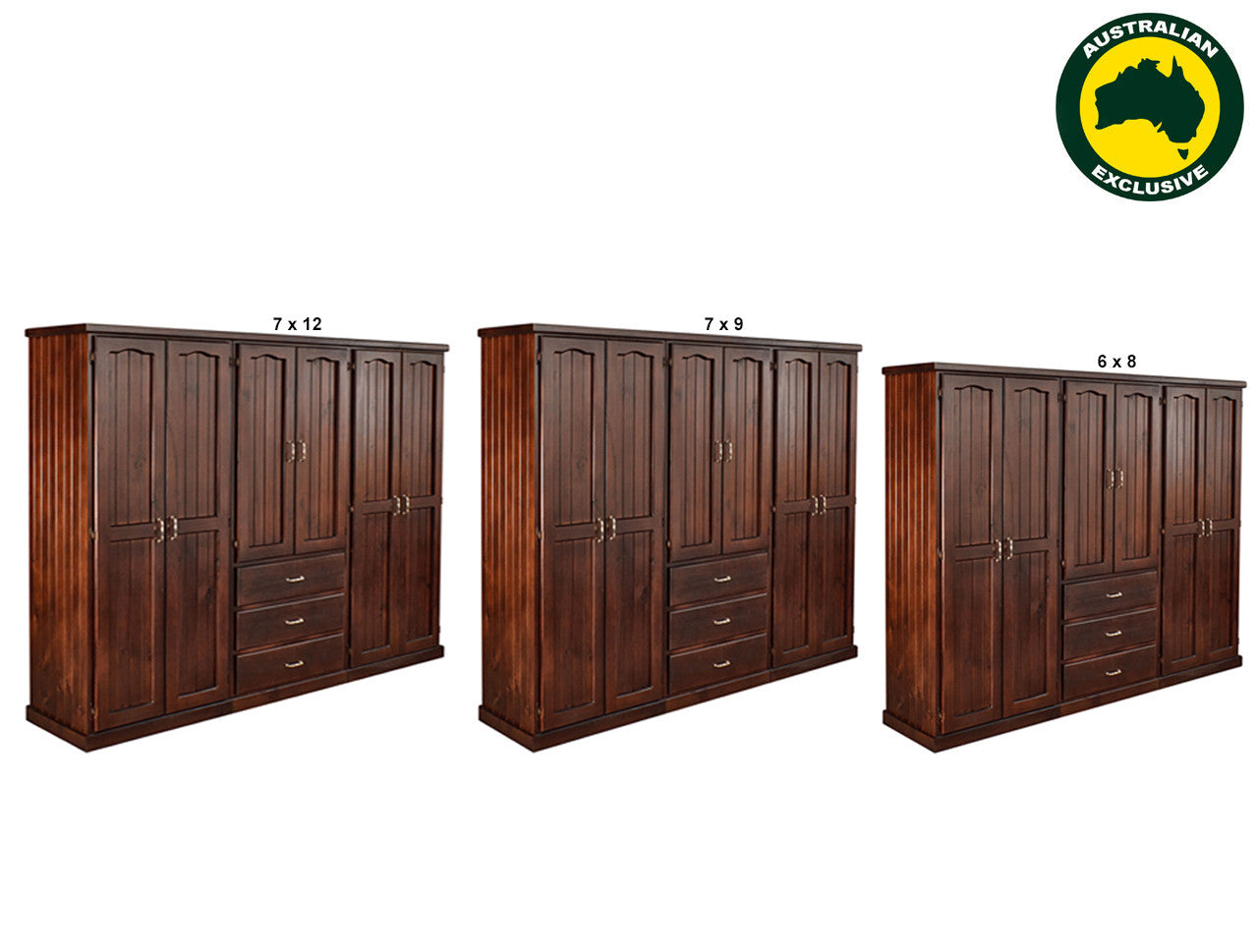 Empire (AUSSIE MADE) Large Multirobe With 6 Doors / 3 Drawers Collection - Assorted Stained Colours