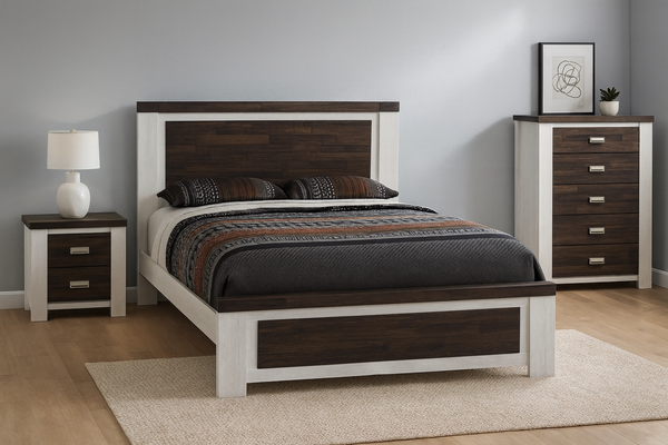 ESSENTILA  QUEEN 4 PIECE (TALLBOY)  BEDROOM SUITE (AUSSIE MADE) -  ASSORTED COLOURS