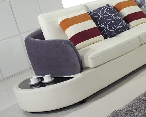 MODESTO (F2003) 3 SEATER LEATHER/ETTE COMBINATION CHAISE LOUNGE - ASSORTED COLOURS