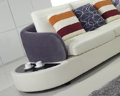 MODESTO (F2003) 3 SEATER LEATHER/ETTE COMBINATION CHAISE LOUNGE - ASSORTED COLOURS