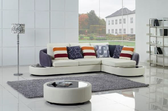 MODESTO (F2003) 3 SEATER LEATHER/ETTE COMBINATION CHAISE LOUNGE - ASSORTED COLOURS