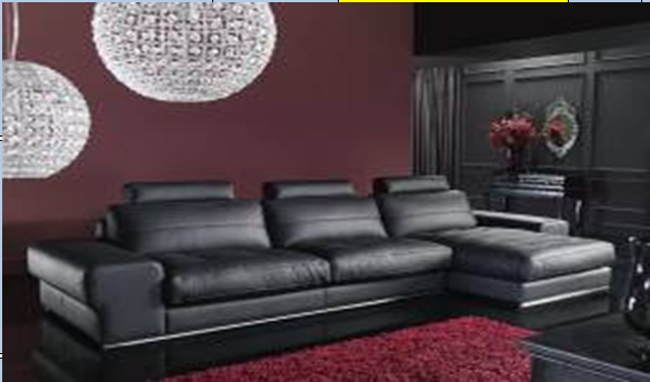 BRYANT LEATHERETTE 3 SEATER + LHS/RHS CHAISE  - BLACK