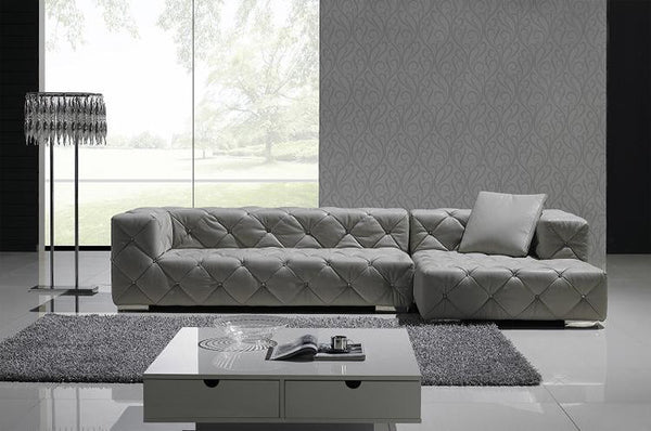 WARNIER (F2036) 3 SEATER LEATHER/ETTE COMBINATION CHAISE LOUNGE - ASSORTED COLOURS