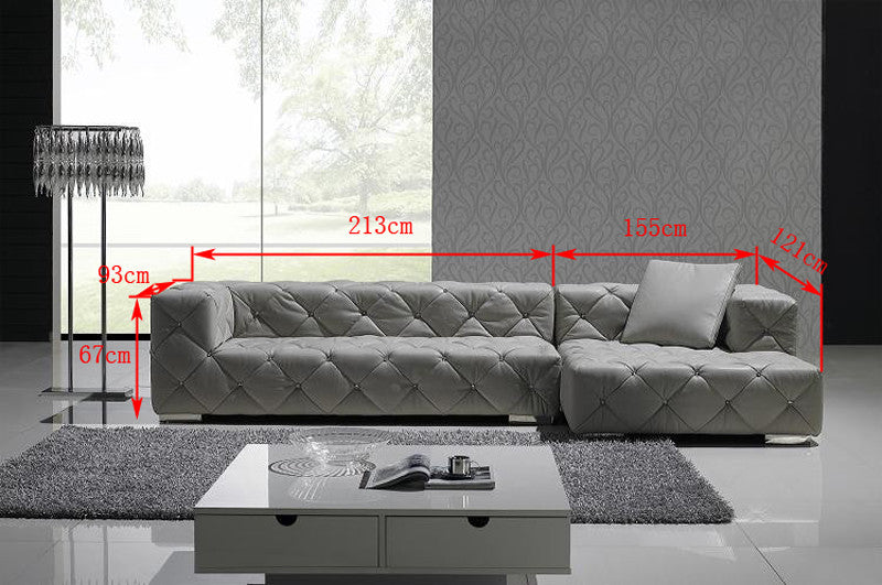 WARNIER (F2036) 3 SEATER LEATHER/ETTE COMBINATION CHAISE LOUNGE - ASSORTED COLOURS