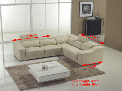 CADENZA-II (F2045B) 2 SEATER + 2 SEATER LEATHER/ETTE COMBINATION CORNER LOUNGE SUITE - ASSORTED COLOURS