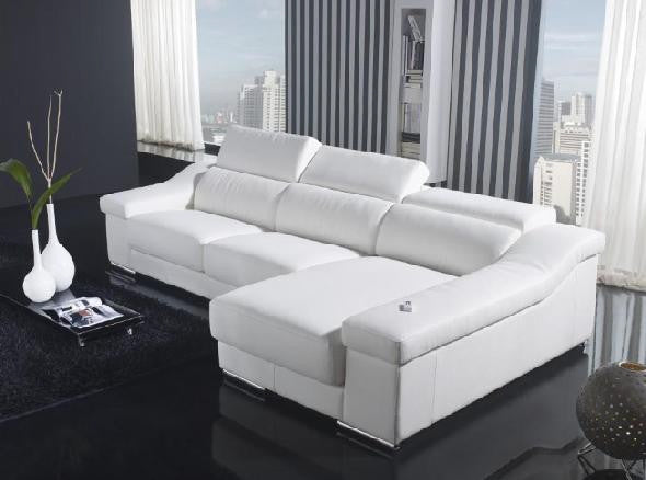 CADENZA (F2045) 3 SEATER LEATHER/ETTE COMBINATION CHAISE LOUNGE - ASSORTED COLOURS