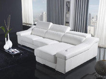 CADENZA (F2045) 3 SEATER LEATHER/ETTE COMBINATION CHAISE LOUNGE - ASSORTED COLOURS