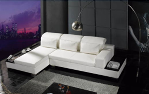 THOMPSON LEATHERETTE 2 SEATER + LHS/RHS CHAISE  - WHITE