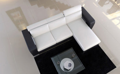 LOUIS (F2060) 3 SEATER LEATHER/ETTE COMBINATION CHAISE LOUNGE - ASSORTED COLOURS