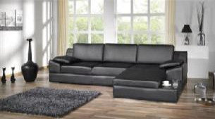 CALLEN (F2067) 3 SEATER LEATHER/ETTE COMBINATION CHAISE LOUNGE - ASSORTED COLOURS