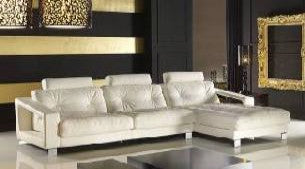 DAWSON (F2069) 3 SEATER LEATHER/ETTE COMBINATION CHAISE LOUNGE - ASSORTED COLOURS
