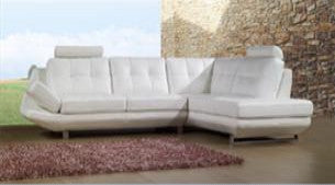 ENORA (F2070) 3 SEATER LEATHER/ETTE COMBINATION CHAISE LOUNGE - ASSORTED COLOURS