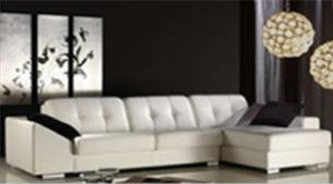 ERINA (F2078) 3 SEATER LEATHER/ETTE COMBINATION CHAISE LOUNGE - ASSORTED COLOURS