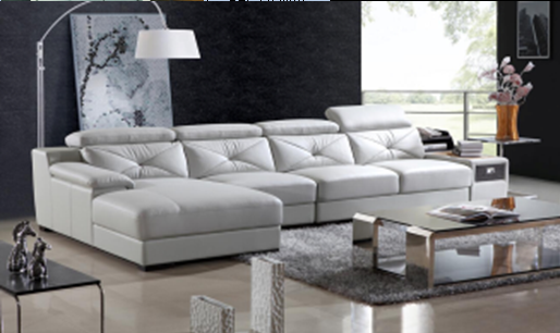 RAYMOND LEATHERETTE 2 SEATER + 1 SEATER + LHS/RHS CHAISE  -  WHITE