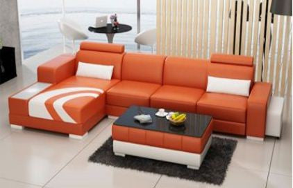 BENDITA   LEATHER  CHAISE LOUNGE WITH COFFEE TABLE  ( MODEL-F3007C) - CHOICE OF LEATHER AND ASSORTED COLOURS AVAILABLE