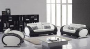 ELAINE (F6024) 1 SEATER + 2 SEATER + 3 SEATER LEATHER / ETTE COMBINATION LOUNGE SUITE - ASSORTED COLOURS