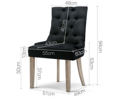 CAYES FRENCH PROVINCIAL FABRIC DINING CHAIR - BLACK