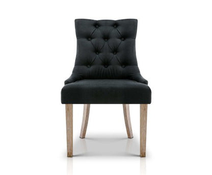 CAYES FRENCH PROVINCIAL FABRIC DINING CHAIR - BLACK