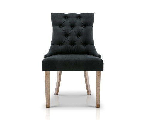 CAYES FRENCH PROVINCIAL FABRIC DINING CHAIR - BLACK
