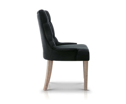 CAYES FRENCH PROVINCIAL FABRIC DINING CHAIR - BLACK