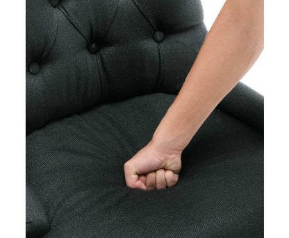 CAYES FRENCH PROVINCIAL FABRIC DINING CHAIR - BLACK