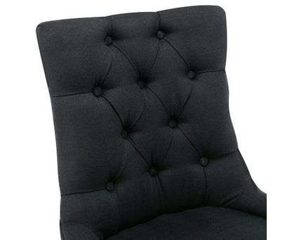 CAYES FRENCH PROVINCIAL FABRIC DINING CHAIR - BLACK