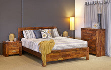PHILLIPE KING 4 PIECE  TALLBOY BEDROOOM SUITE  - ACACIA  - JAVA RUSTIC