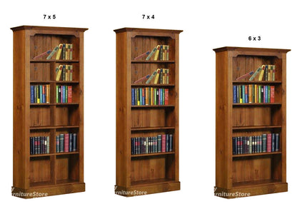DRAGON (AUSSIE MADE) HIGHLINE BOOKCASE WITH 70mm FACINGS COLLECTION - ASSORTED STAINED COLOURS - STARTING FROM $799