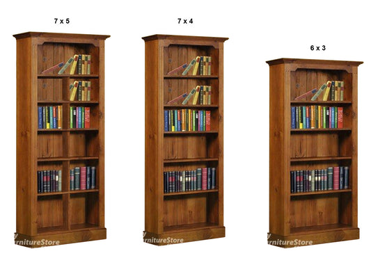 DRAGON (AUSSIE MADE) HIGHLINE BOOKCASE WITH 70mm FACINGS COLLECTION - ASSORTED STAINED COLOURS - STARTING FROM $799