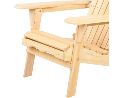 ORBITS (SET OF 2) OUTDOOR WOODEN BEACH CHAIR WITH A SLIDE-OUT FOOTSTOOL - NATURAL