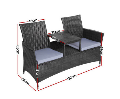 Graham Outdoor 2 Seater Bench - Black