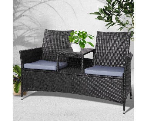 Graham Outdoor 2 Seater Bench - Black