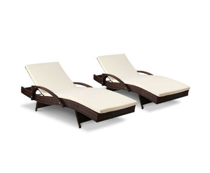 DEWEY (SET OF 2) OUTDOOR SUN LOUNGE - BROWN