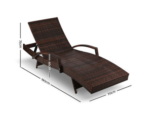 DEWEY (SET OF 2) OUTDOOR SUN LOUNGE - BROWN