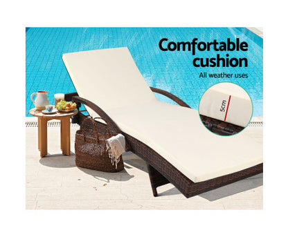 DEWEY (SET OF 2) OUTDOOR SUN LOUNGE - BROWN