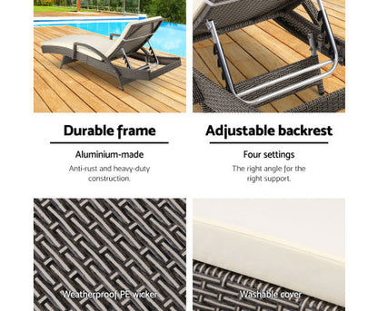 DEWEY (SET OF 2) OUTDOOR SUN LOUNGE - GREY