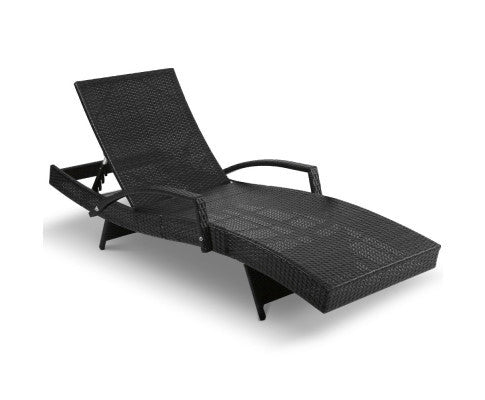 SPARROW (SET OF 2) OUTDOOR SUN LOUNGE WITH ARMREST - BLACK