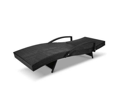 SPARROW (SET OF 2) OUTDOOR SUN LOUNGE WITH ARMREST - BLACK