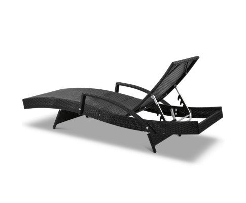 SPARROW (SET OF 2) OUTDOOR SUN LOUNGE WITH ARMREST - BLACK