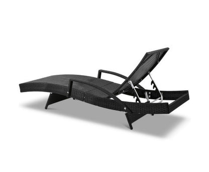 SPARROW (SET OF 2) OUTDOOR SUN LOUNGE WITH ARMREST - BLACK
