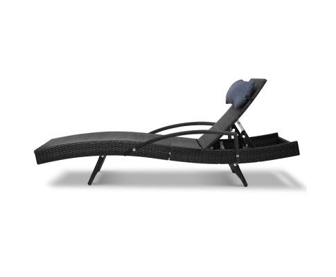 SPARROW (SET OF 2) OUTDOOR SUN LOUNGE WITH ARMREST - BLACK