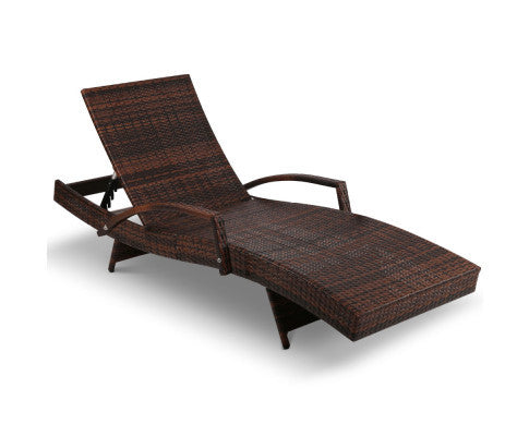 SPARROW (SET OF 2) OUTDOOR SUN LOUNGE WITH ARMREST - BROWN