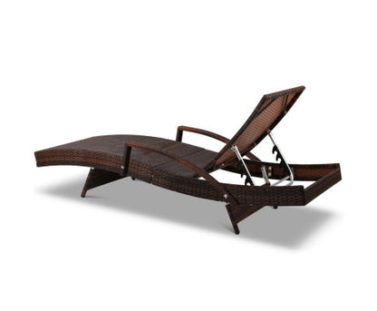 SPARROW (SET OF 2) OUTDOOR SUN LOUNGE WITH ARMREST - BROWN