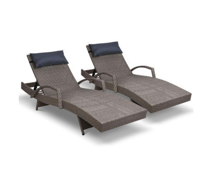 SPARROW (SET OF 2) OUTDOOR SUN LOUNGE WITH PILLOW - GREY