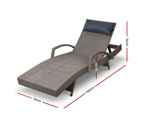 SPARROW (SET OF 2) OUTDOOR SUN LOUNGE WITH PILLOW - GREY